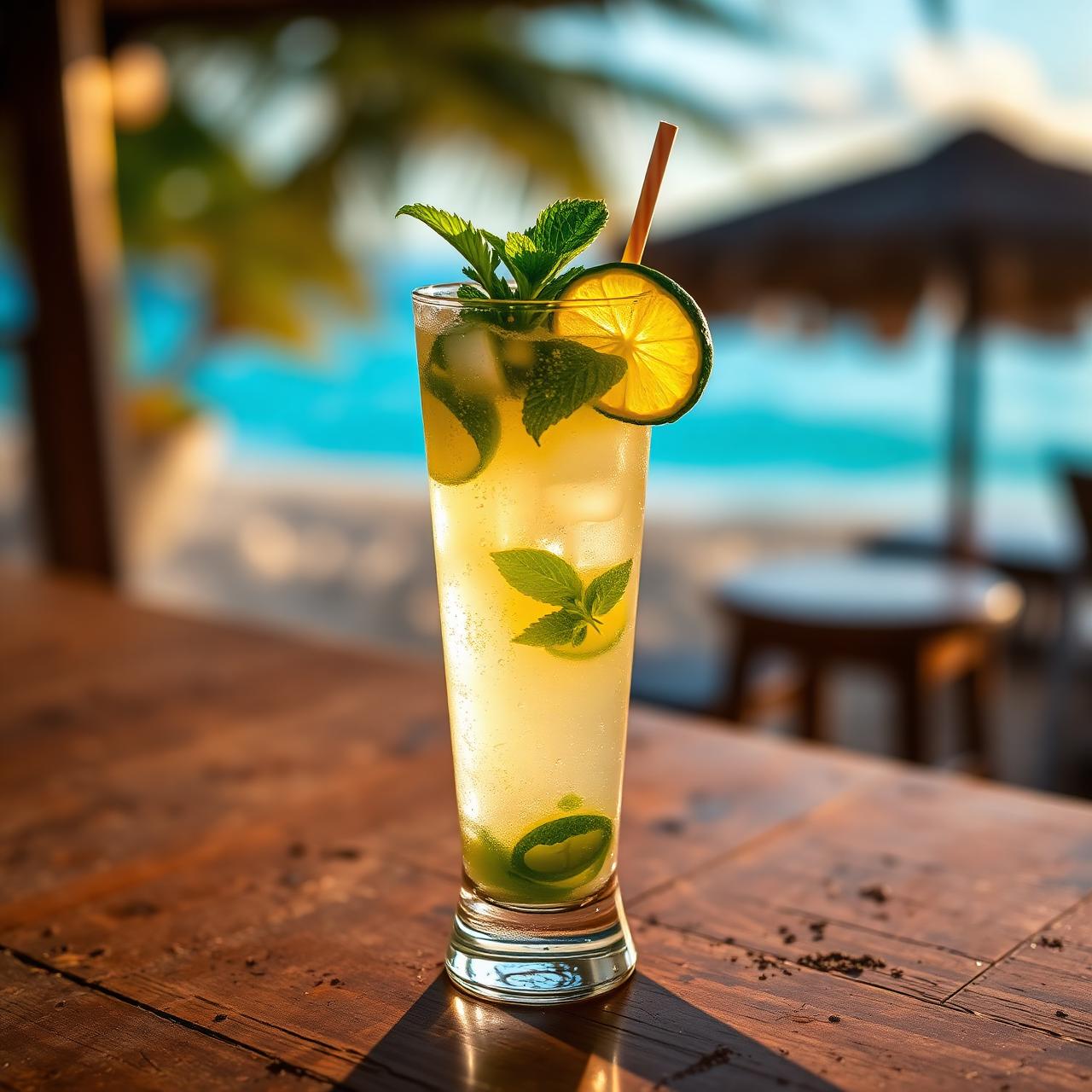 Fresh mojito with lime and mint at Mojo Bar